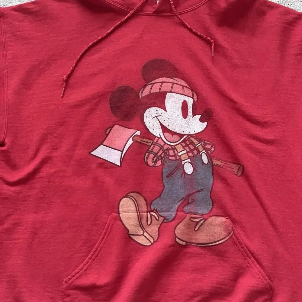 JERZEES DISNEY MICKEY MOUSE RED HOODIE SWEATSHIRT MEN's XL PREMIUM FLEECE